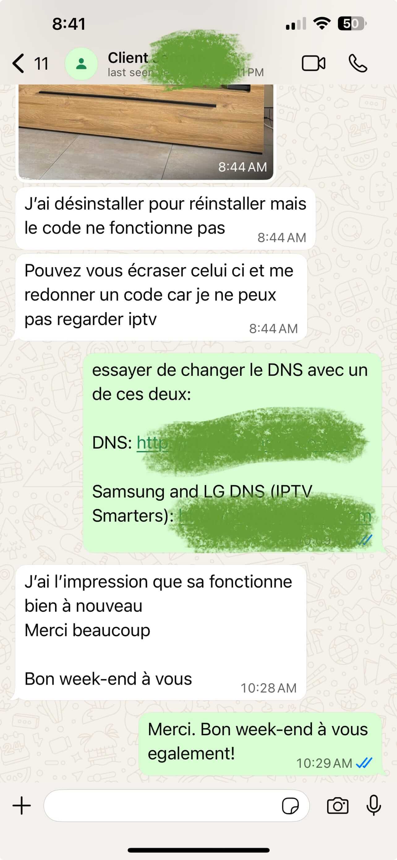 WhatsApp customer testimonial