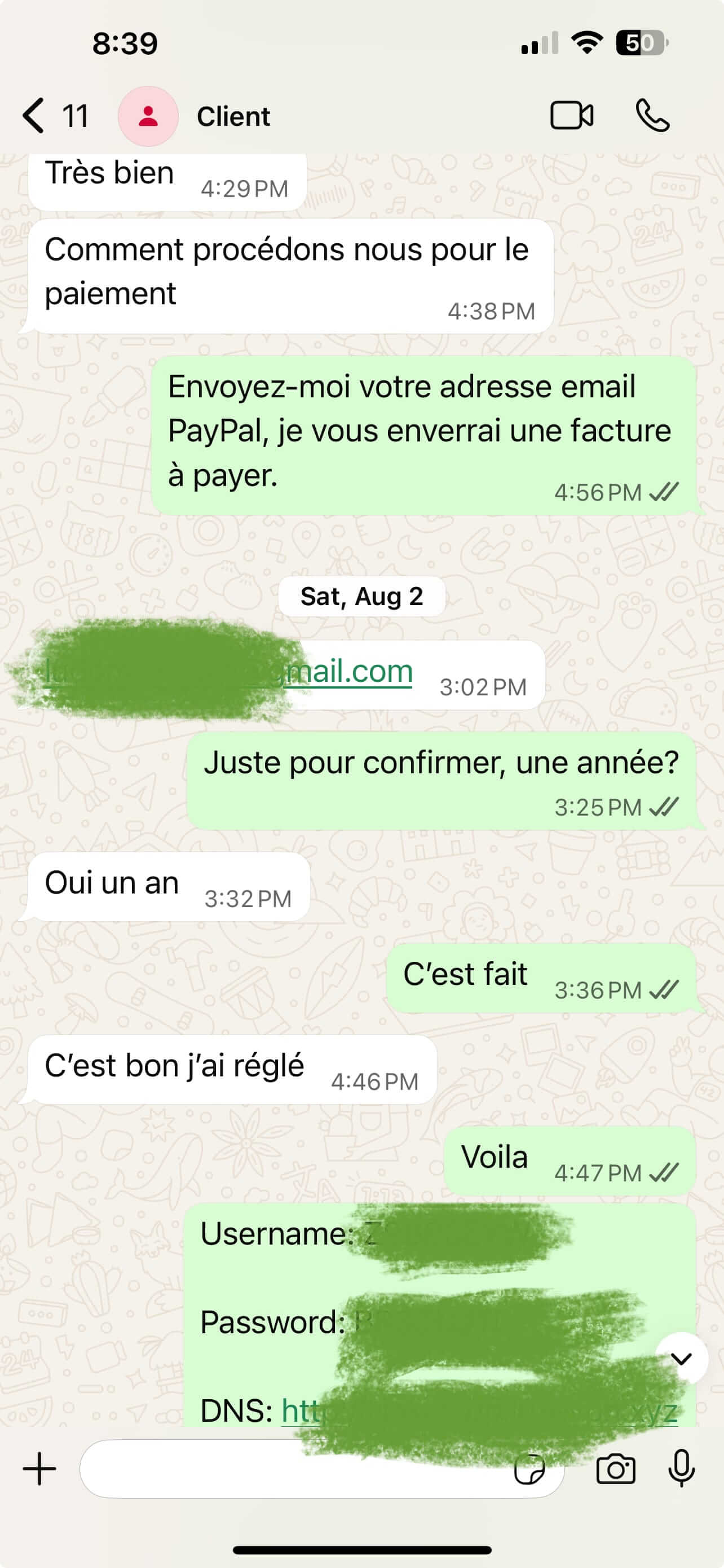 WhatsApp customer testimonial