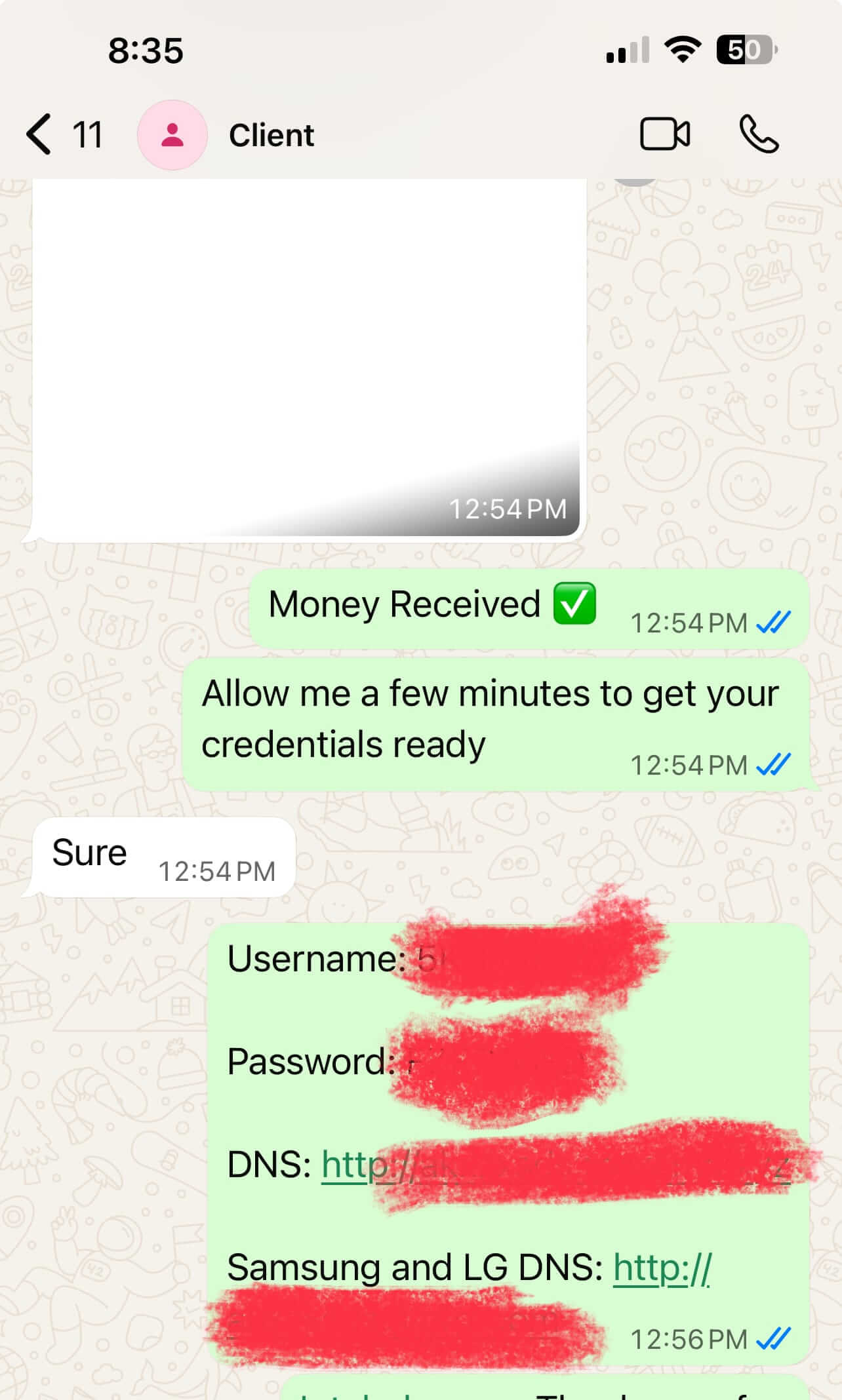 WhatsApp customer testimonial