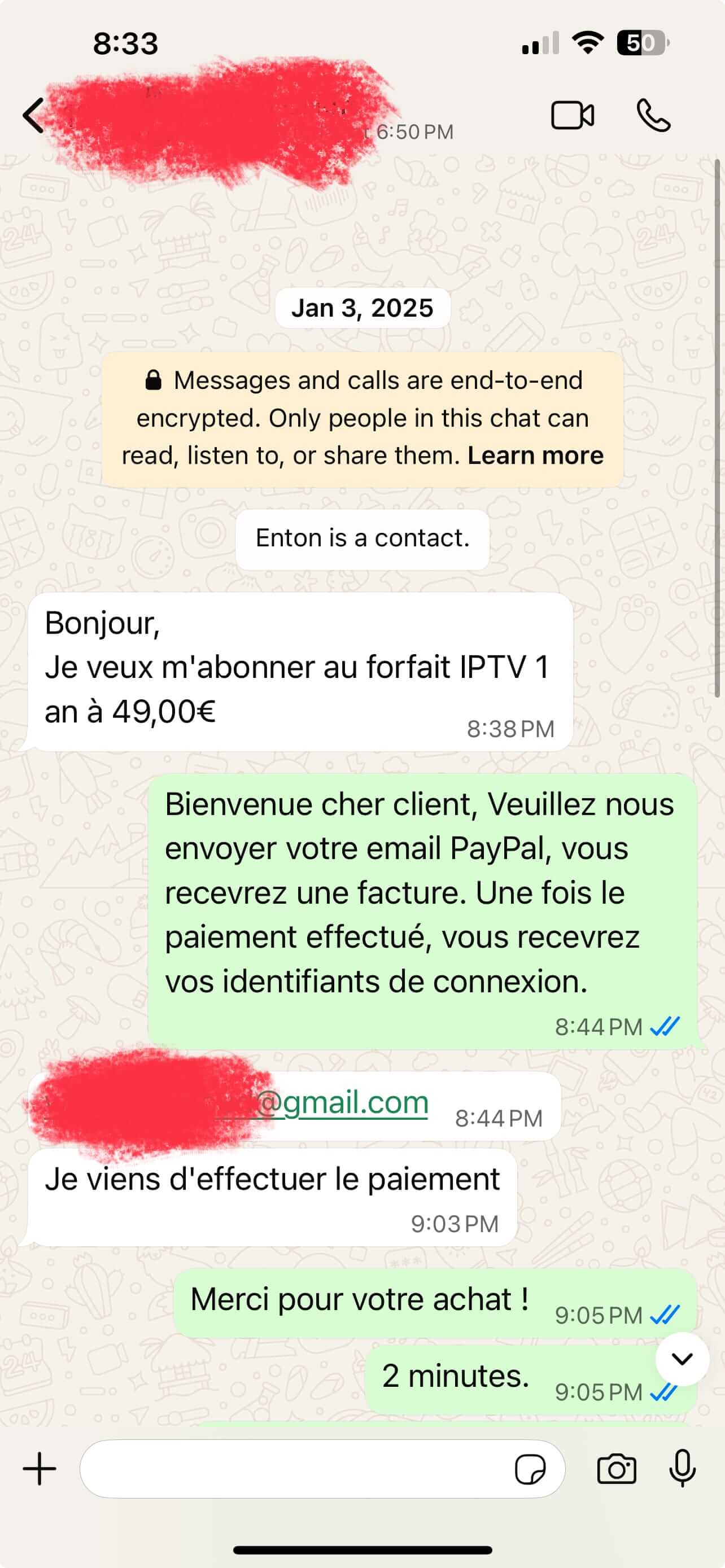 WhatsApp customer testimonial